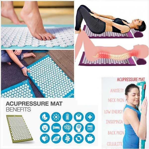 Acupressure Mat Pillow Set Back/Neck Pain Relief Muscle Relaxation