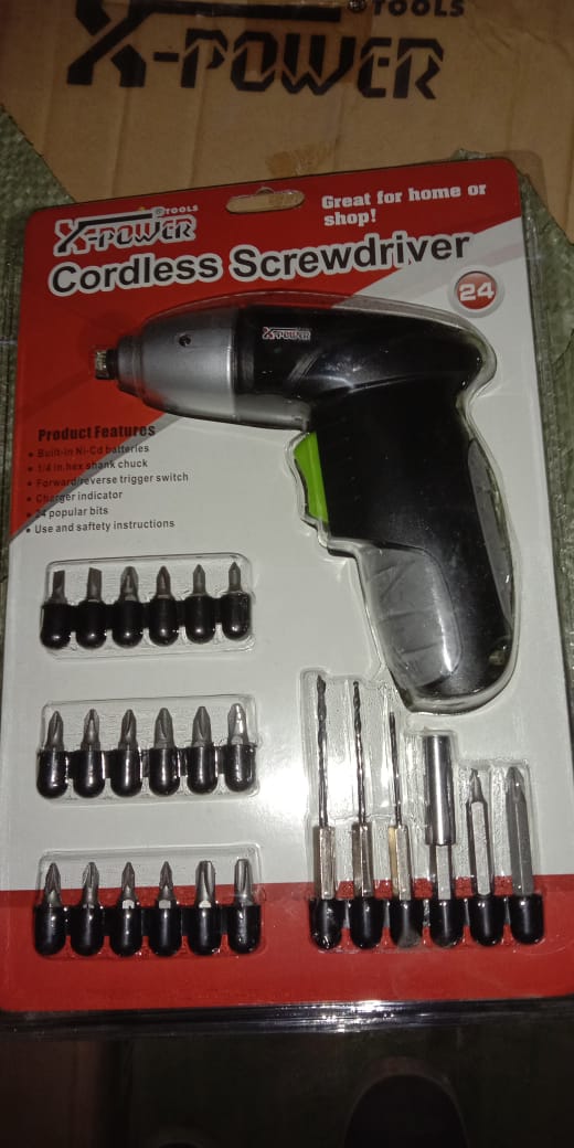 Cordless Rechargeable Handy Drill Screwdriver with Bits Holder Electric Drill 24 pcs Set (Multicolor)