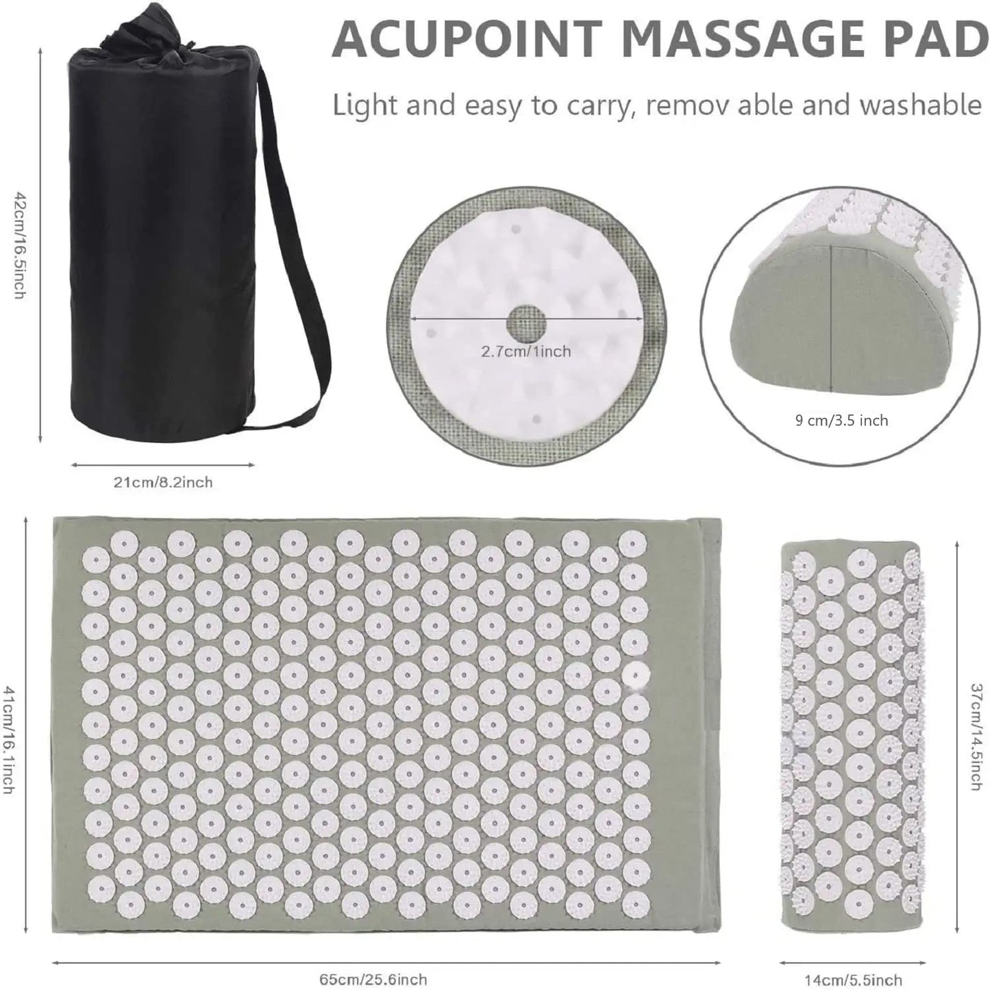 Acupressure Mat Pillow Set Back/Neck Pain Relief Muscle Relaxation