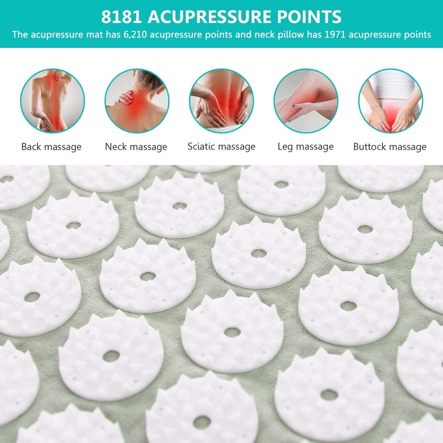 Acupressure Mat Pillow Set Back/Neck Pain Relief Muscle Relaxation