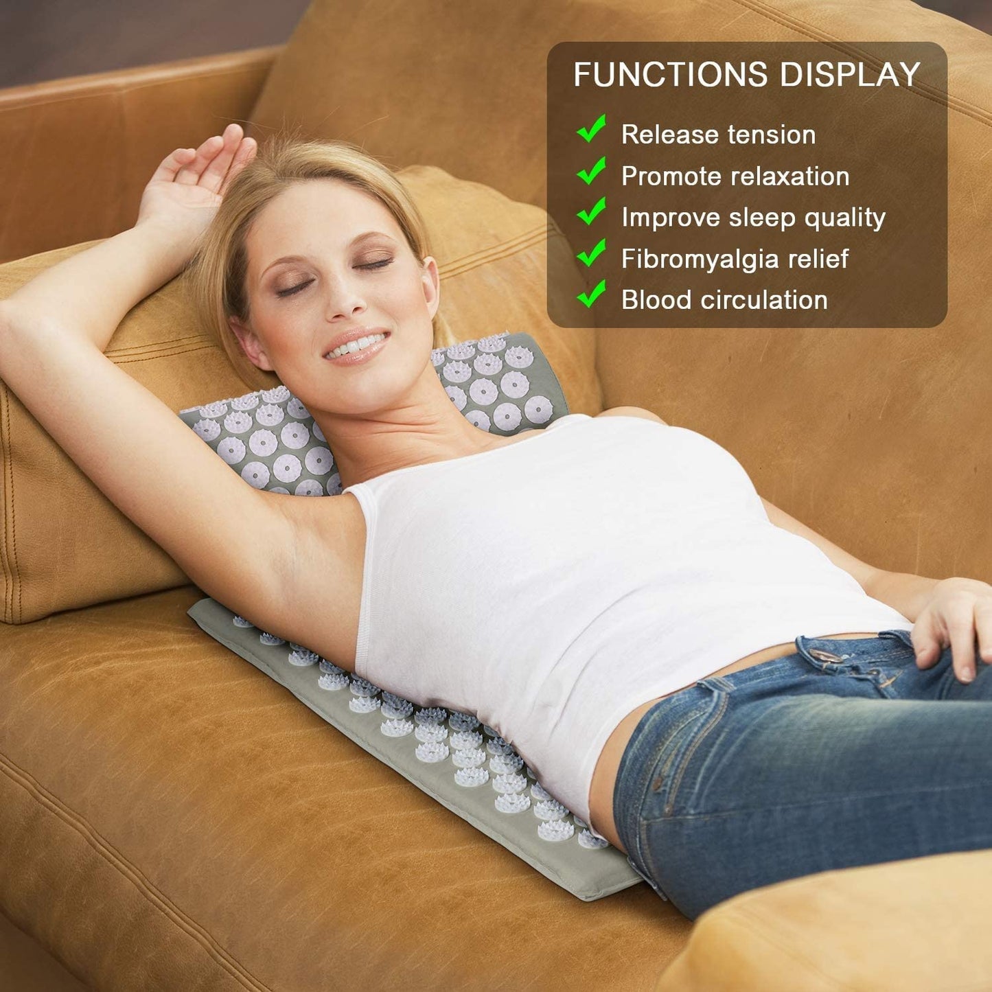 Acupressure Mat Pillow Set Back/Neck Pain Relief Muscle Relaxation