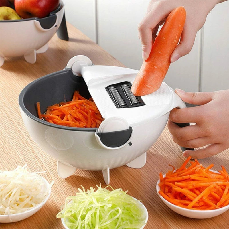 9 in 1 Vegetable Cutter with Drain Wet Basket Kitchen Shredder