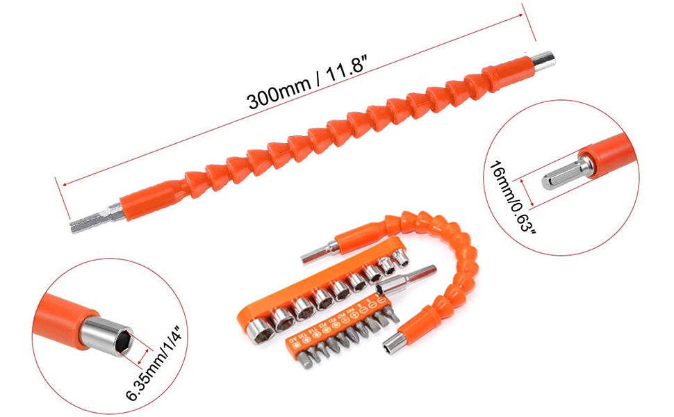 Flexible Drill Snake Bit Extension Power Drill Head Angle Driver Bend Screwdriver Tools