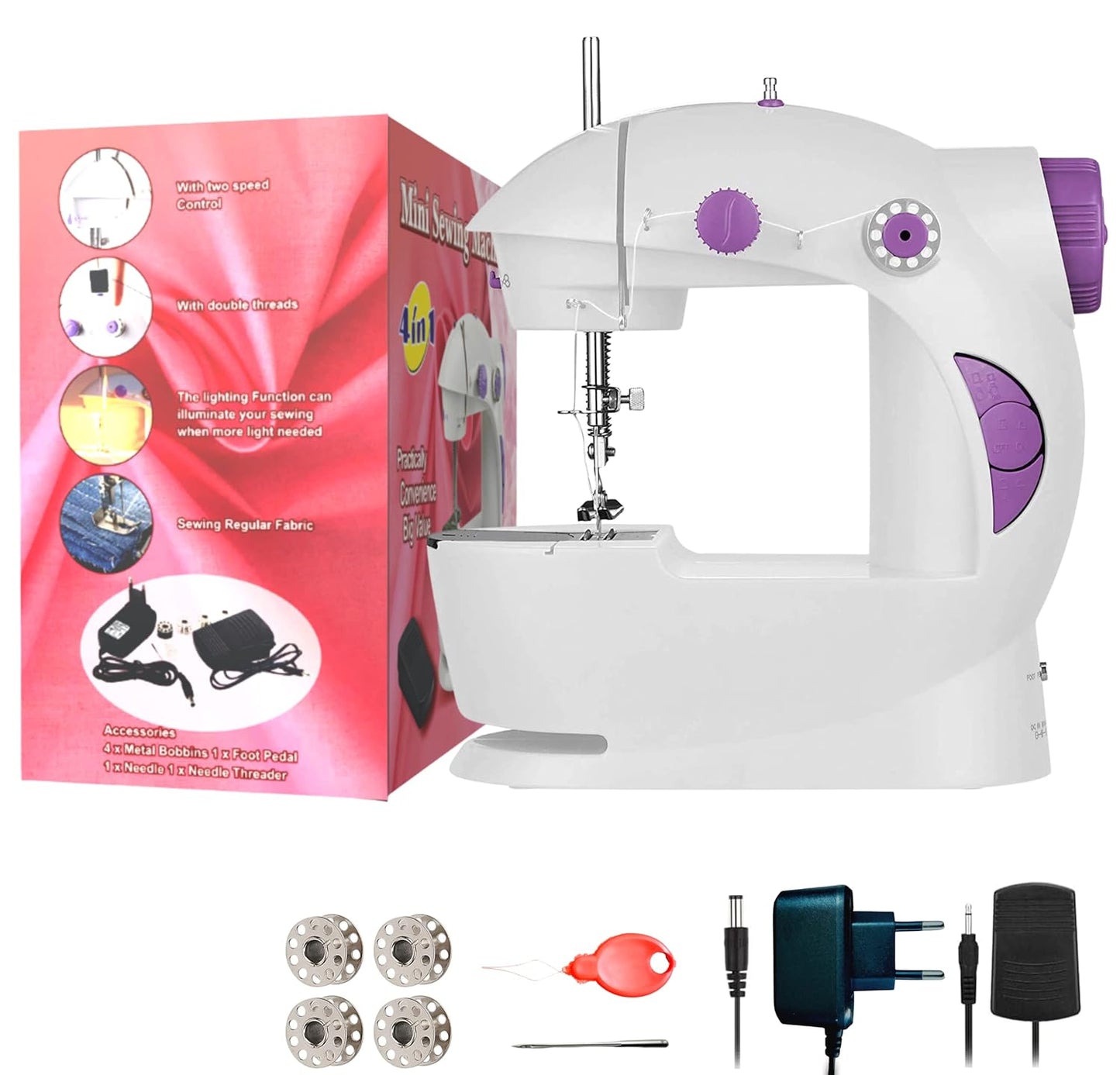 Mini Sewing Machine For Home Tailoring Set | Tailoring Machine | Hand Sewing Machine, foot pedal, adapter (Without Stand)