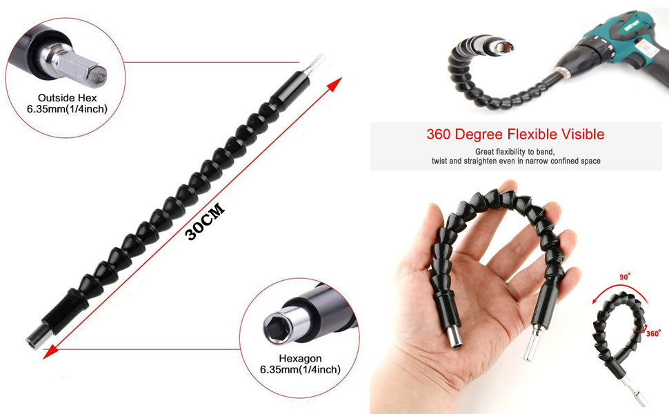 Flexible Drill Snake Bit Extension Power Drill Head Angle Driver Bend Screwdriver Tools